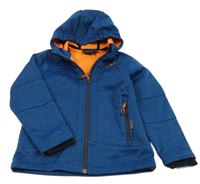 Cobaltovoě modro-čierna melírovaná softshellová bunda s kapucňou CMP