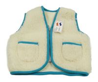 Nové - smetanovo-modrozelená vlnená vesta