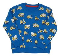 Cobaltovoě modrá mikina so stavebními stroji