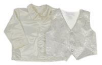 2Set - Smetanová vzorovaná saténová vesta + košile 