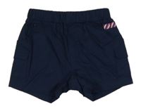 Tmavomodré cargo plátěné kraťasy P'tit bisou