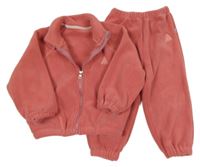 2Set - Jahodová fleecová propínací mikina s výšivkou + kalhoty 