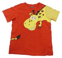 Červeno-okrové tričko so žirafou KIDSWORLD