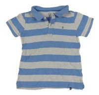Modro-světlešedé/melírované pruhované polo tričko OKaïdi