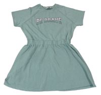 Olivovošedé teplákové šaty s nápisem PRIMARK