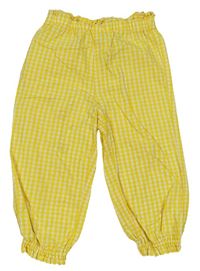 Bielo-žlté kockované ľahké nohavice Next