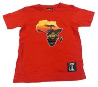 Červené tričko s kontinentem - Afrika