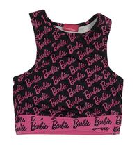 Čierny športový crop top s nápisy - Barbie George