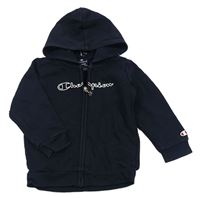 Tmavomodrá prepínaci mikina s logom a kapucňou Champion