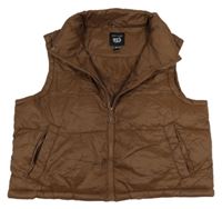 Hnědá šusťáková zateplená crop vesta New Look