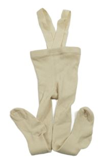 Béžové rebrované pančuchy s trakami