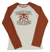 Bielo-hnedé tričko so sovu Yigga