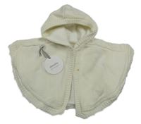 Nové - Smetanové svetrové zateplené pončo s kapucí Absorba