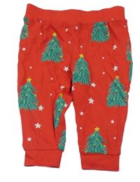Červené pyžamové kalhoty se stromky F&F