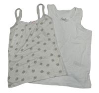 2x košilka - bílá květovaná + biela