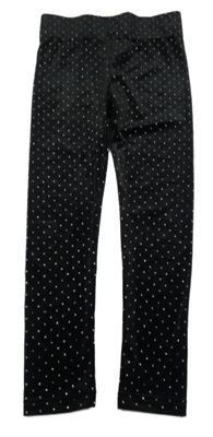 Čierne bodkovaná é zamatové legíny Dunnes