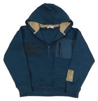 Petrolejovo-hnědá mikina s nápisem a kapucí C&A