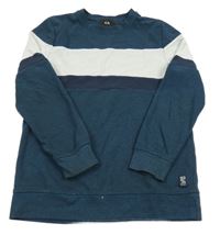 Petrolejovo-tmavomodro-svetlosivá rebrovaná mikina C&A