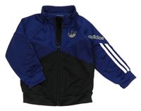 Safírovo-černá sportovní propínací mikina s logem Adidas