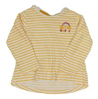 Bílo-hořčicové pruhované triko s duhou Ergee