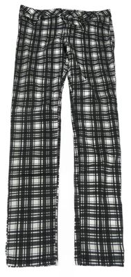 Černo-bílé kostkované plátěné skinny kalhoty Forever21