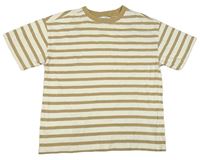 Smetanovo-hnedé pruhované tričko Zara