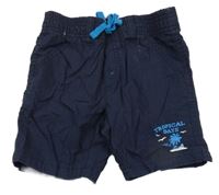 Tmavomodré plátenné kraťasy s palmami Lupilu