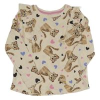 Béžové tričko s mačkami a volánikmi Little Kids