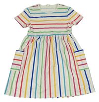 Bielo-farebné pruhované šaty Shein