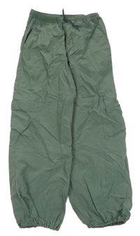 Khaki šusťákové cargo cuff kalhoty H&M