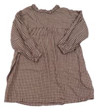 Hnedo-smotanové kockované ľahké šaty H&M
