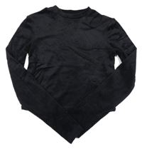 Černé plyšové crop triko s průstřihem H&M