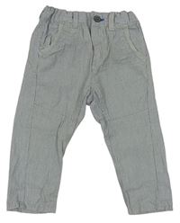 Sivé pruhované plátenné nohavice H&M
