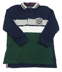 Tmavomodro-šedo-zelené polo triko Urban