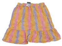 Oranžovo-růžovo-lila pruhovaná mušelínová sukňa zn. Primark
