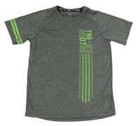 Šedé sportovní tričko se zeleným potiskem H&M