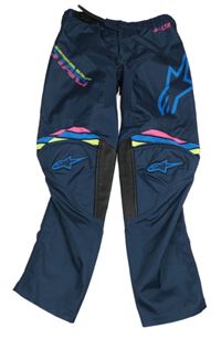 Modro-barevné motokrosové kalhoty s logem Alpinestars