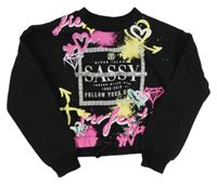 Čierna crop mikina s farebným potlačou a nápisom River Island