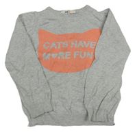 Sivý ľahký sveter s mačkou H&M