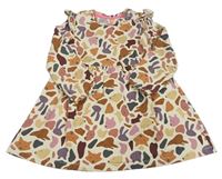 Světlebéžovo-farebné vzorované šaty so zvieratkami a volánikmi HEMA