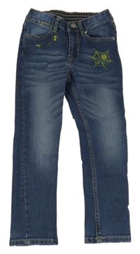 Tmavomodré skinny rifle s pavoukem Kiki&Koko