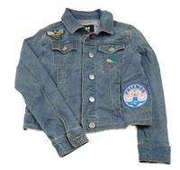 Modrá crop rifľová bunda s nášivkami V by Very