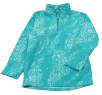 Tyrkysová vzorovaná fleecová funkčná mikina s logom Quechua