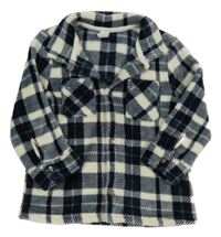 Tmavomodro-biela kockovaná plyšová prepínaci mikina s vreckami Topolino