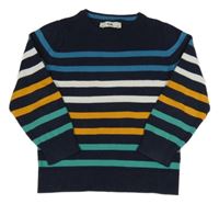 Tmavomodro-farebný pruhovaný ľahký sveter C&A