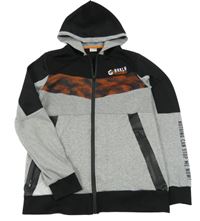 Šedo-černá sportovní propínací mikina s nápisem a kapucí Chapter young