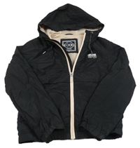 Čierna šušťáková jarná bunda s nápisom a kapucňou C&A