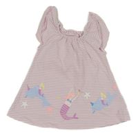 Ružové pruhované šaty s mořskými pannami Joules