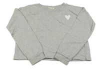 Sivá melírovaná crop mikina so srdcem H&M