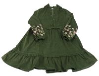 Tmavozelené menšestrové šaty s výšivkami C&A